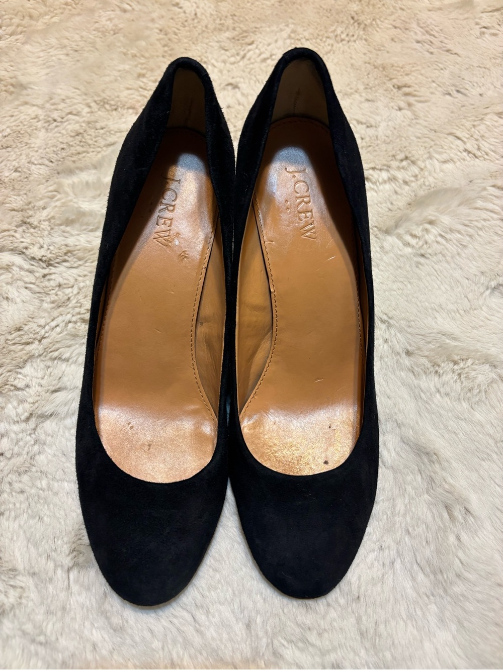 J Crew Black Suede Block Heel Pumps Size 8 3.75” High Heel Classic